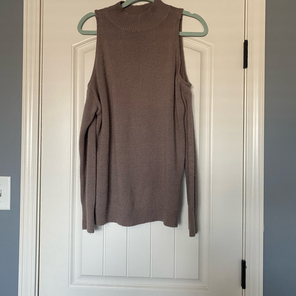 Express open shoulder mock neck sweater